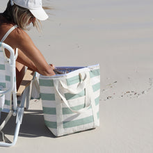 Load image into Gallery viewer, Light Cooler Tote La Palma Sage Stripe