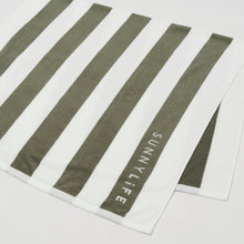 Load image into Gallery viewer, Beach Towel The Vacay Olive Stripe