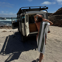 Load image into Gallery viewer, Beach Towel The Vacay Olive Stripe