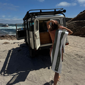 Beach Towel The Vacay Olive Stripe