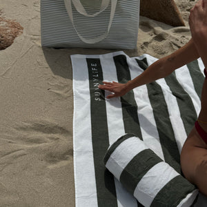 Beach Towel The Vacay Olive Stripe