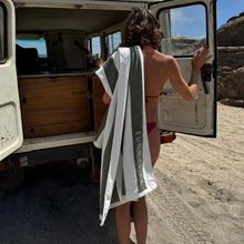 Load image into Gallery viewer, Beach Towel The Vacay Olive Stripe