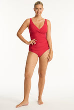 Load image into Gallery viewer, Honeycomb Cross Front Multifit Singlet Top Red