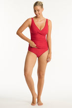 Load image into Gallery viewer, Honeycomb Cross Front Multifit Singlet Top Red