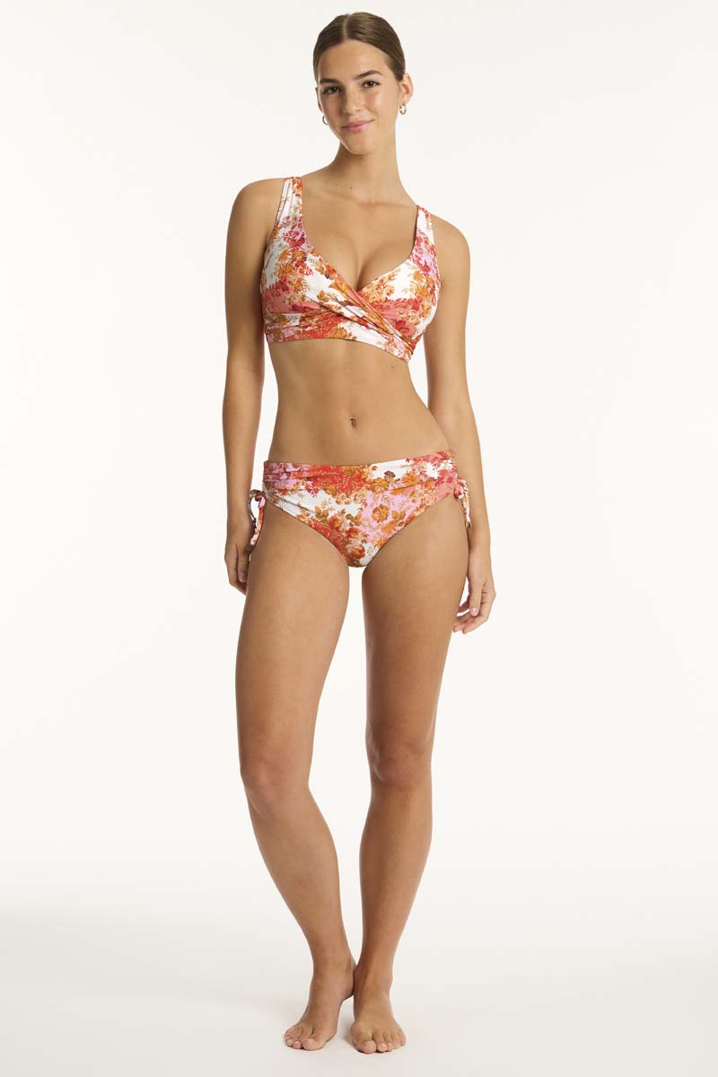 Daisyfield Cross Front Multifit Bra Top - Coral