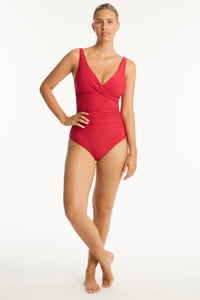 Honeycomb Cross Front Multifit One Piece Red