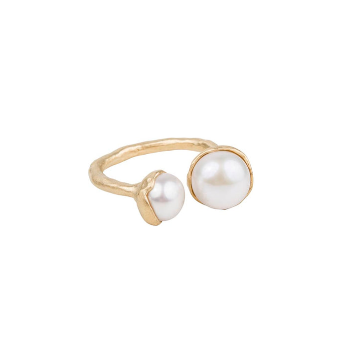 DOUBLE PEARL RING GOLD