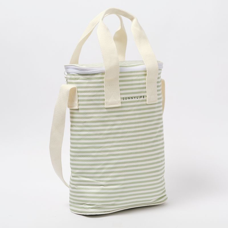Light Cooler Drinks Bag Sea Sage Stripe