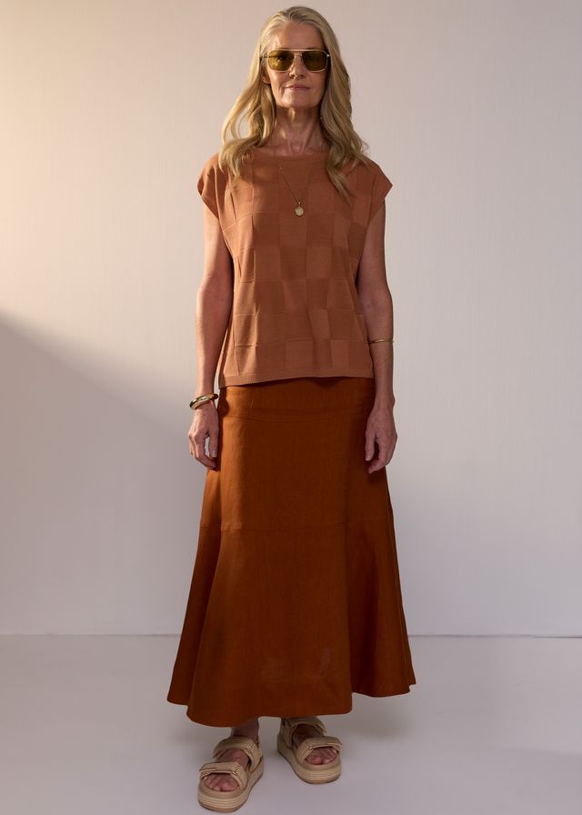 Naia Check Tee Butterscotch