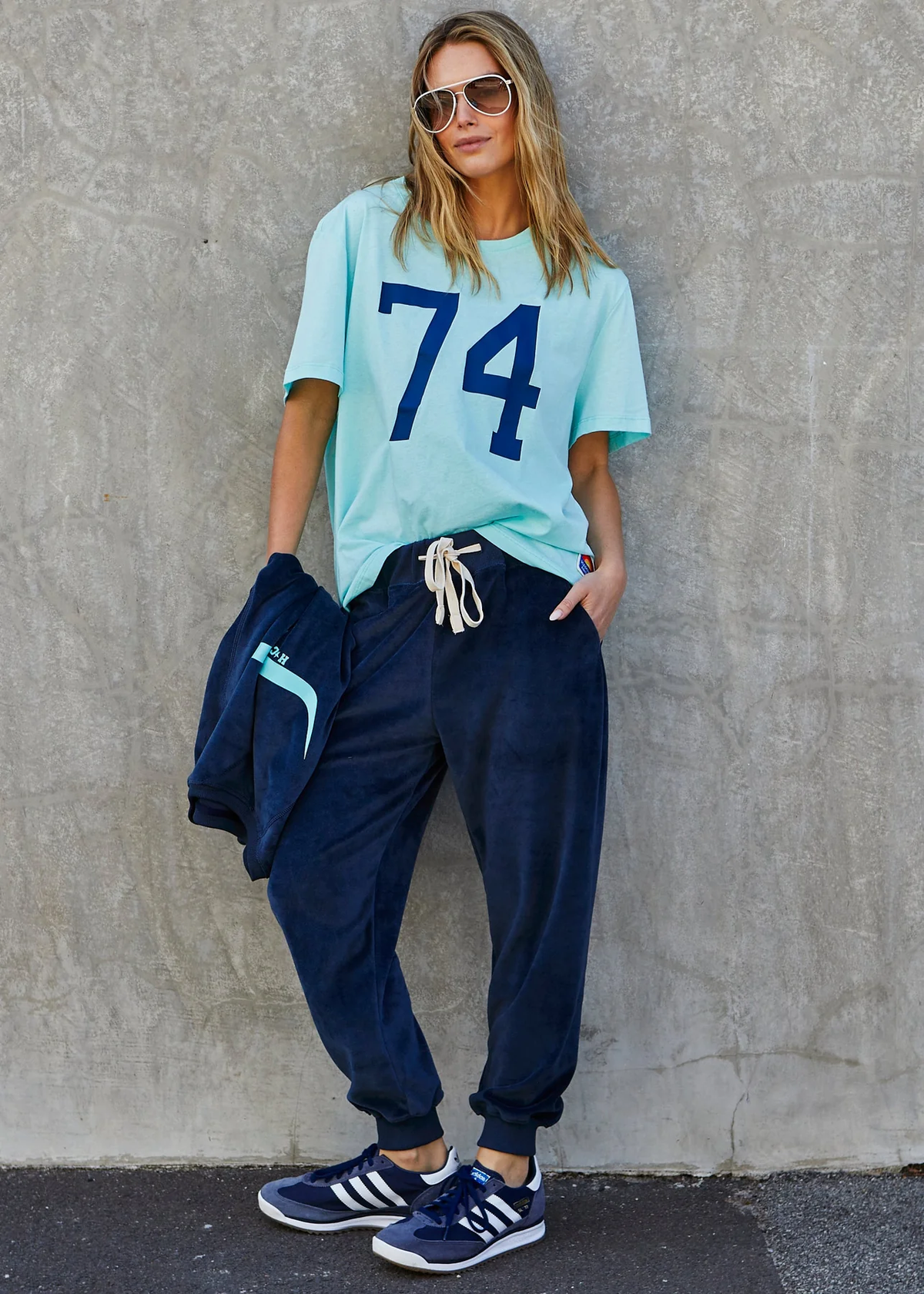 Velour Track Pants Navy