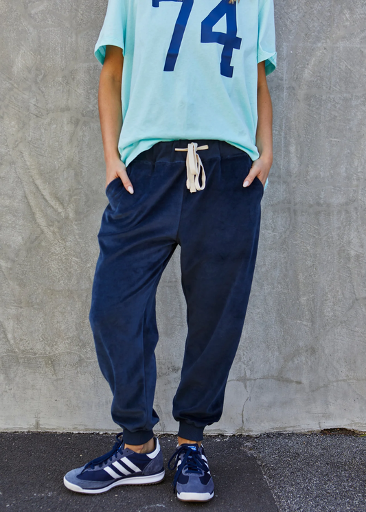 Velour Track Pants Navy