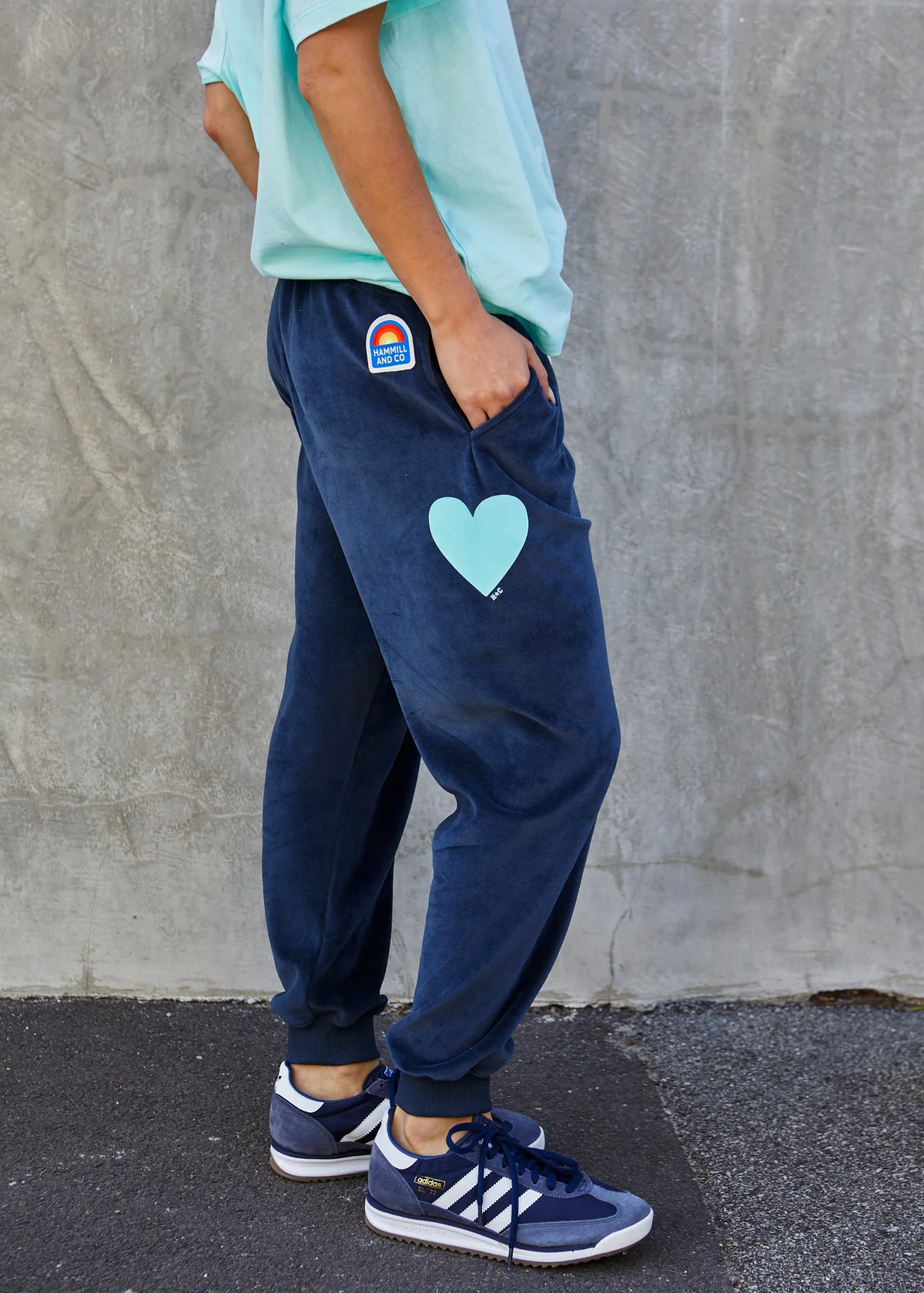 Velour Track Pants Navy