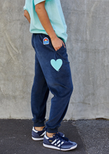 Load image into Gallery viewer, Velour Track Pants Navy