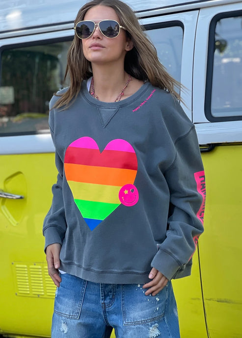 Vintage Heart Sweat Charcoal