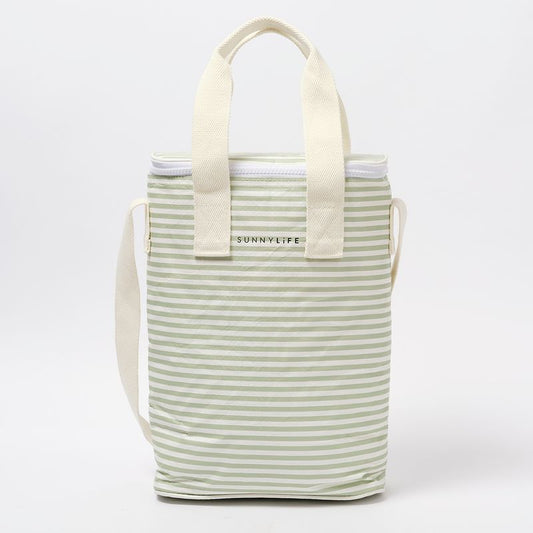 Light Cooler Drinks Bag Sea Sage Stripe