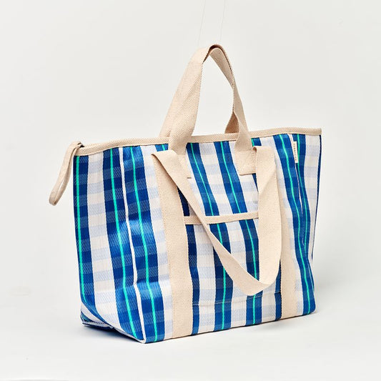 Recycled Nylon Cooler Tote Bag La Mer Blue Neon