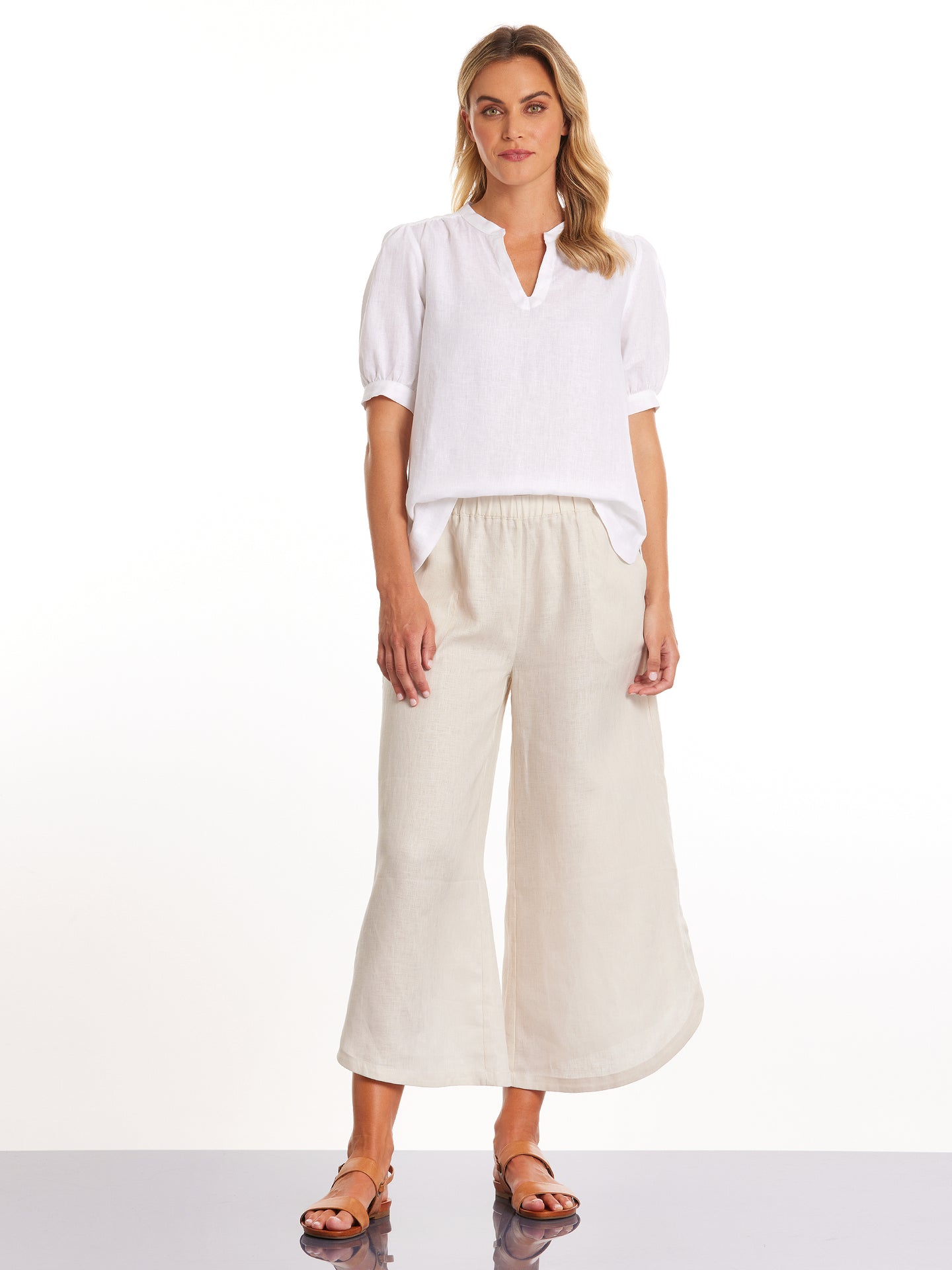 3/4 Tulip Linen Pant Linen