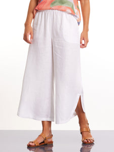 3/4 Tulip Linen Pant White