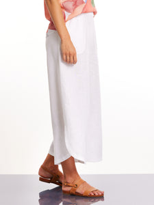 3/4 Tulip Linen Pant White