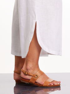 3/4 Tulip Linen Pant White