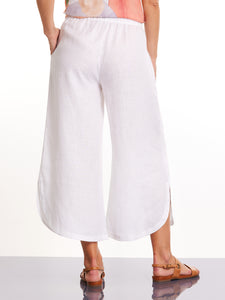 3/4 Tulip Linen Pant White