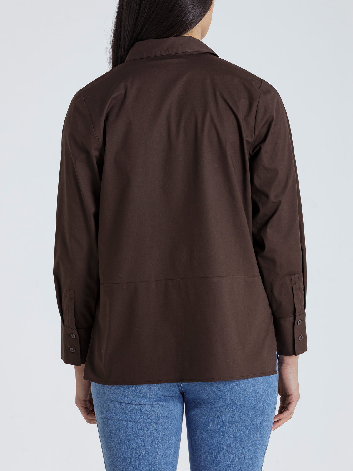 Long Sleeve Button Top Dark Oak
