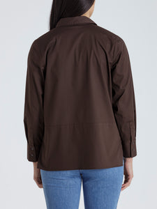 Long Sleeve Button Top Dark Oak