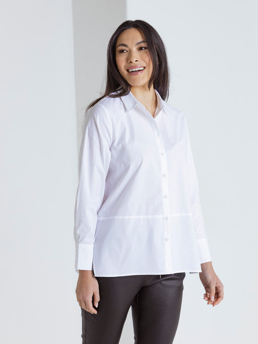 Long Sleeve Button Through Shirt White