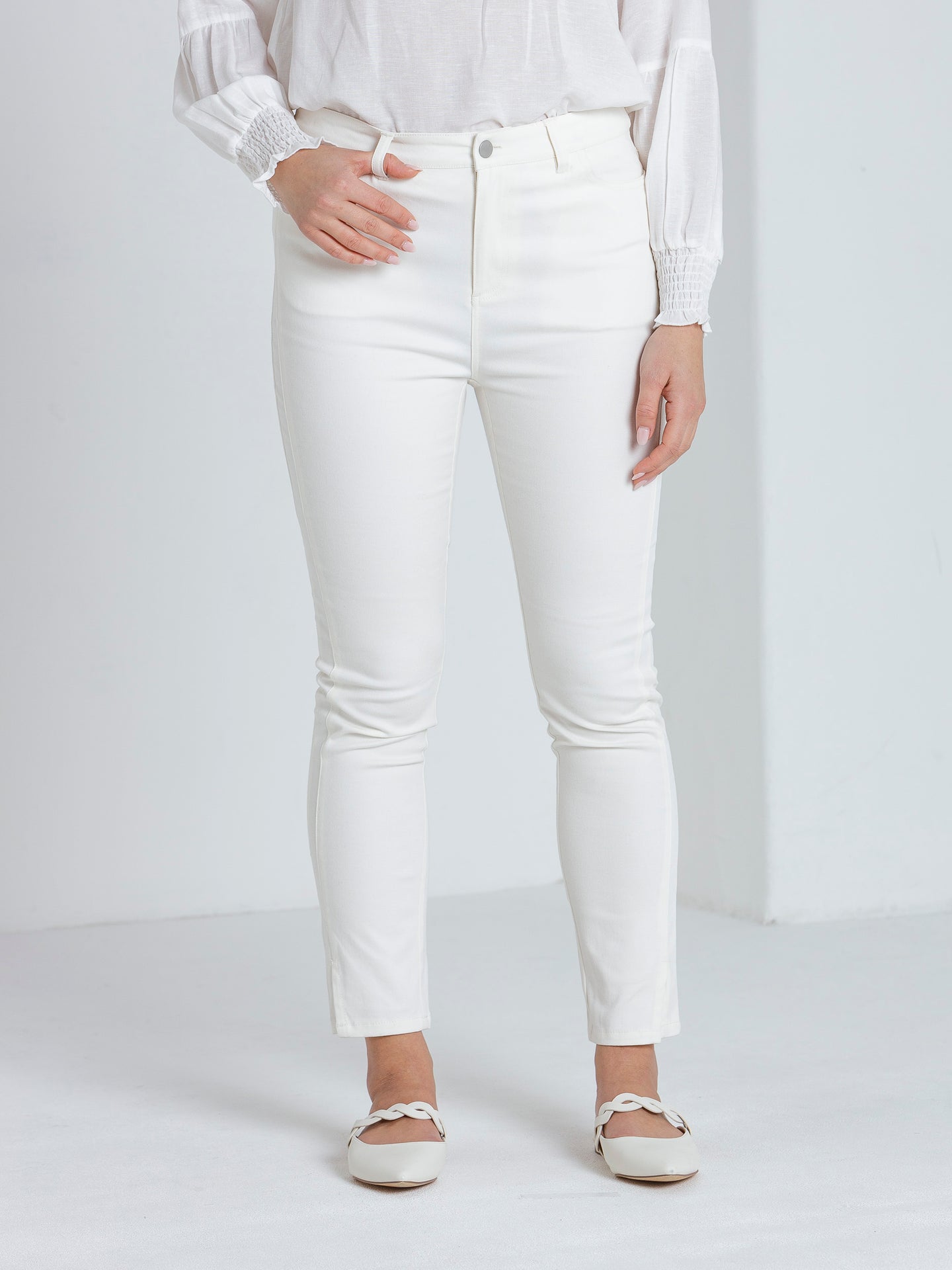 Full Length Panelled Split Pant cream