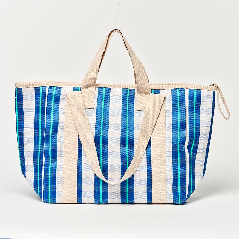 Recycled Nylon Cooler Tote Bag La Mer Blue Neon
