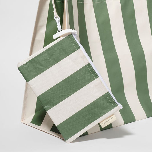 Carryall Beach Bag The Vacay Olive Stripe