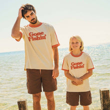 Load image into Gallery viewer, Gone Fishin Boxy Ringer Tee in Off White