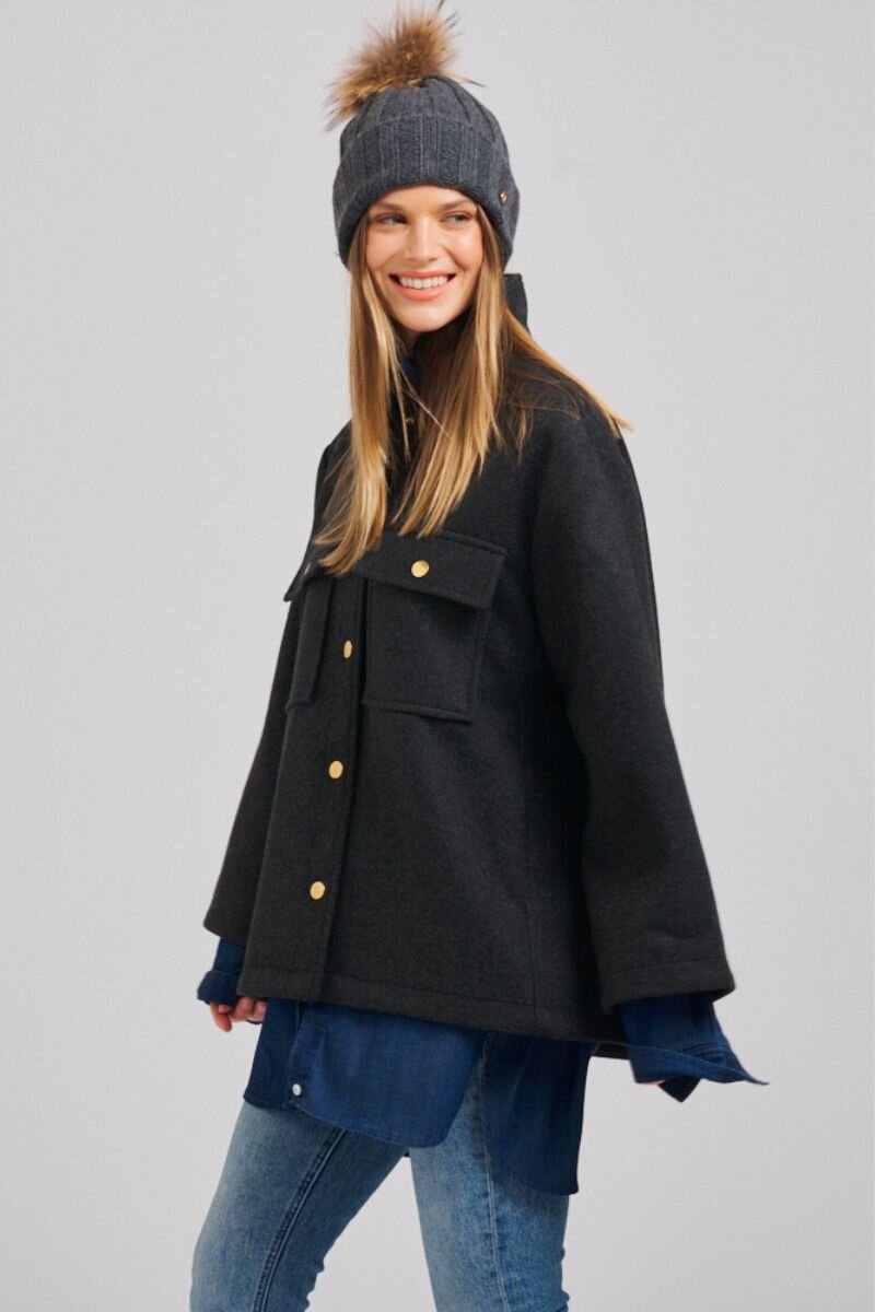 The Allegra Relaxed Wool Blend Jacket - Charcoal
