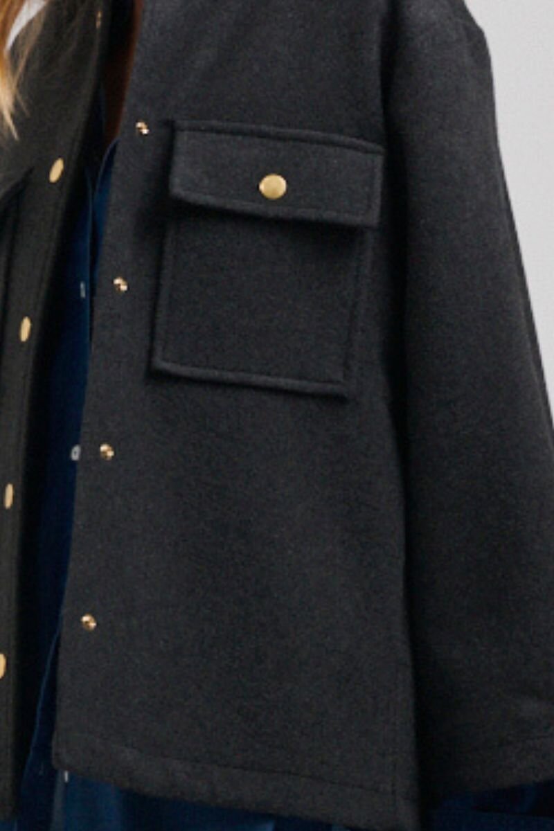 The Allegra Relaxed Wool Blend Jacket - Charcoal