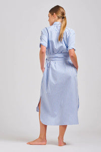 The Annie Short Sleeve Shirt Dress -Pale Blue Stripe