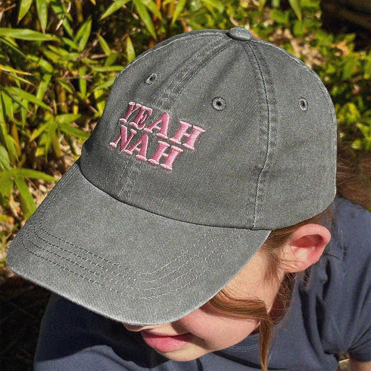 Yeah Nah Kids Cotton Cap in Charcoal
