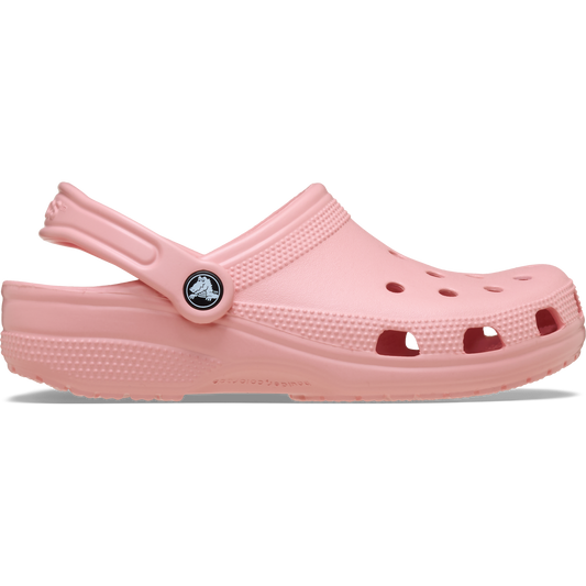 Pink clog shoe on a white background