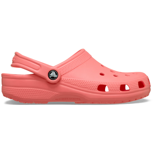 Coral clog shoe on a white background