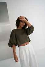 Load image into Gallery viewer, Demi Linen Top Khaki