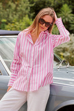 Load image into Gallery viewer, The Elodie Girlfriend Shirt - Pink Wide Stripe