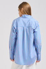 Load image into Gallery viewer, The Elodie Girlfriend Shirt - Blue Pink Stripe