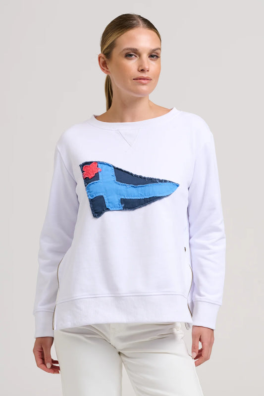 Classic Zipside Navel Flag - White/Navy