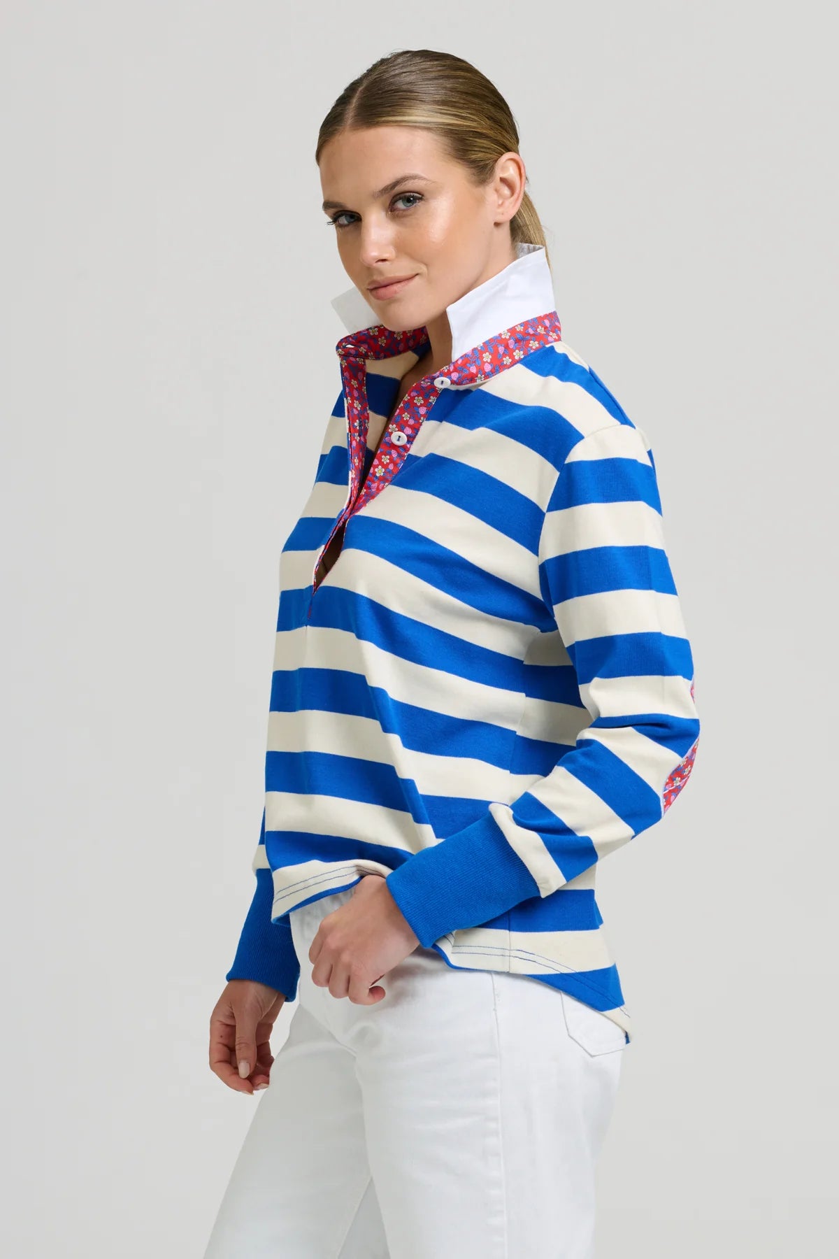 Rugby Sweatshirt - Mid Blue/Ivory