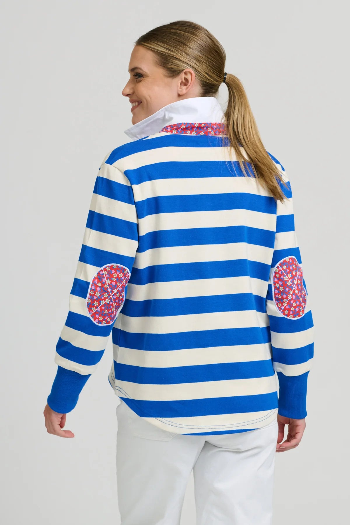 Rugby Sweatshirt - Mid Blue/Ivory