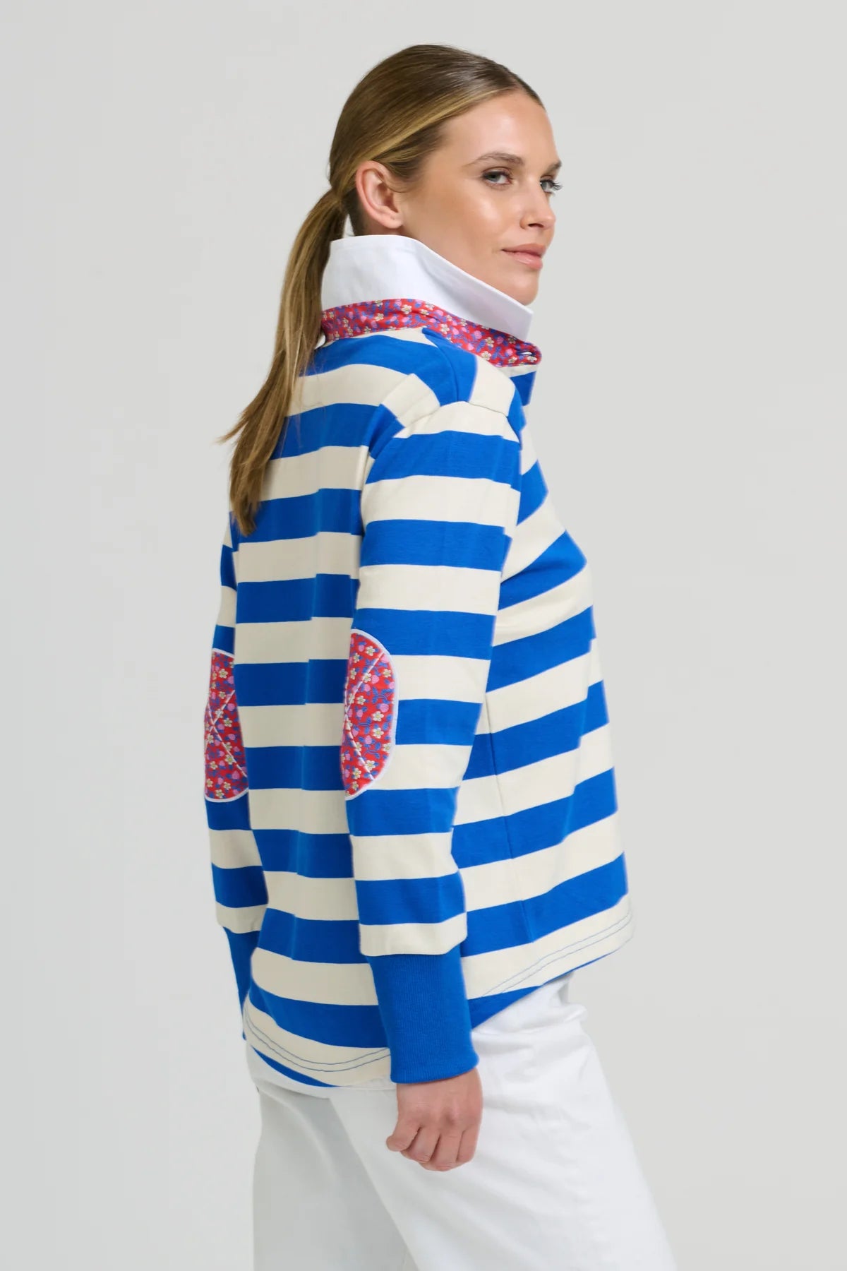 Rugby Sweatshirt - Mid Blue/Ivory