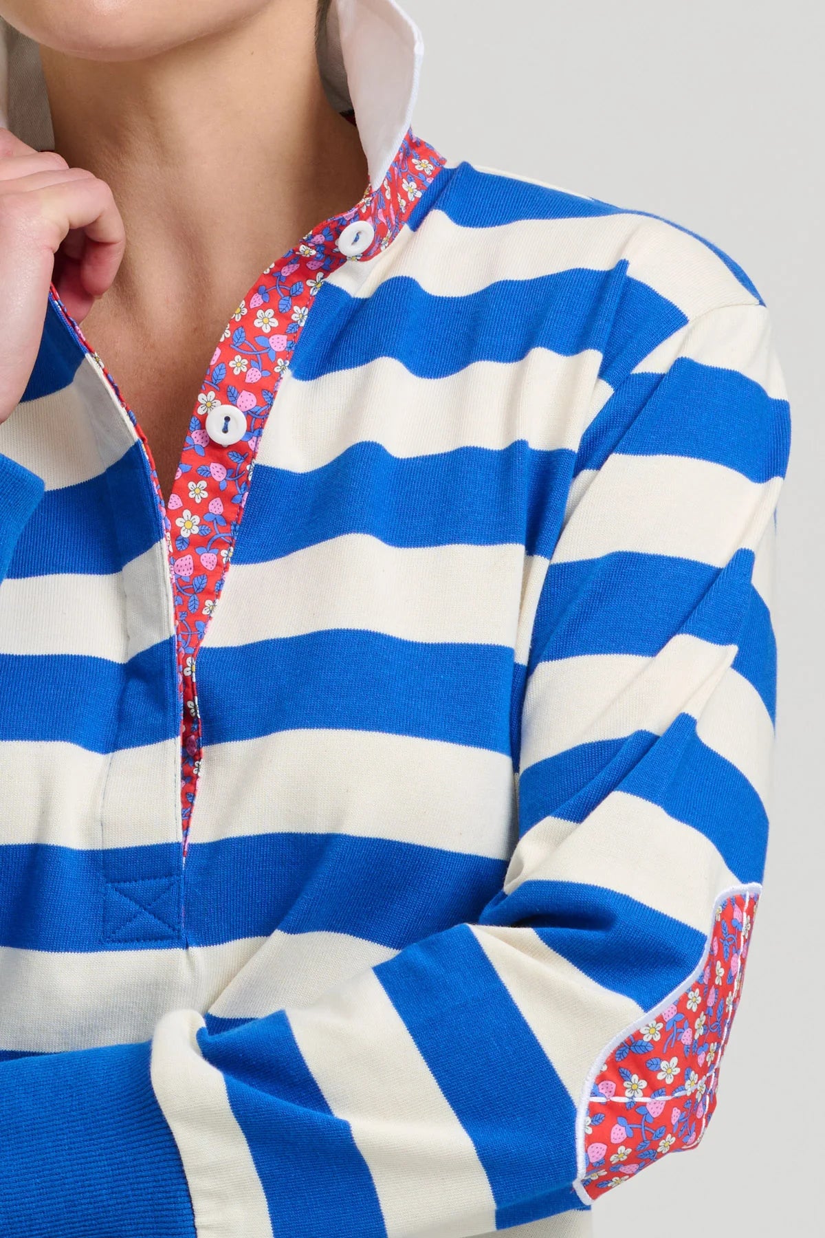 Rugby Sweatshirt - Mid Blue/Ivory