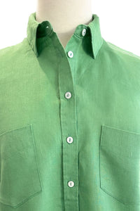 The Girlfriend Linen Shirt - Apple Green