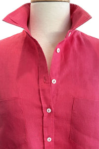 The Girlfriend Linen Shirt - Raspberry he