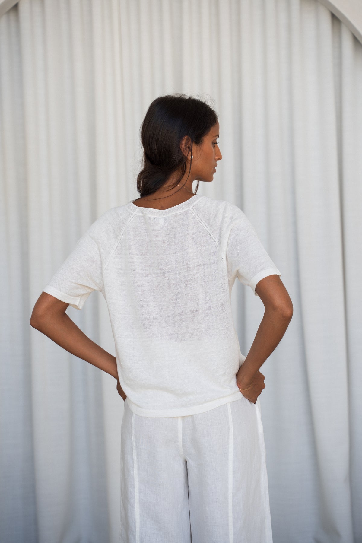 Grace Linen Knit Top Ivory