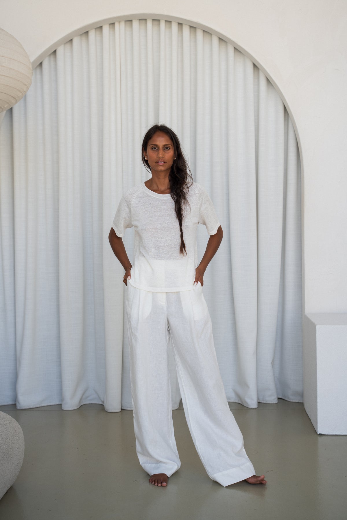 Grace Linen Knit Top Ivory